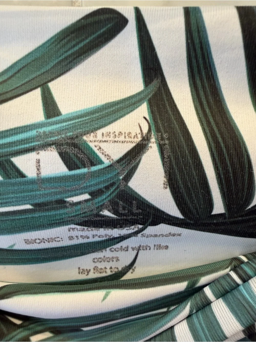 Tropical Leaf High-Waist Crop Leggings - Green/White